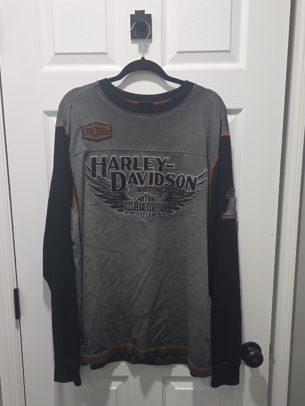 Harley-Davidson Grey & Black Long Sleeve Wing Logo Tee